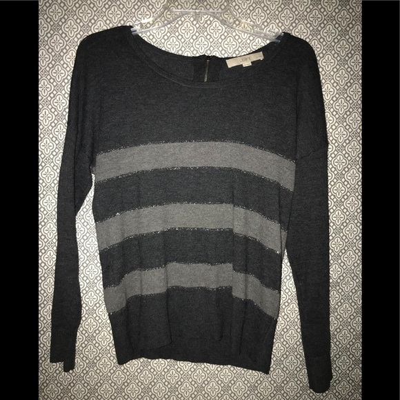 LOFT Sweaters - LOFT gray sparkle striped sweater